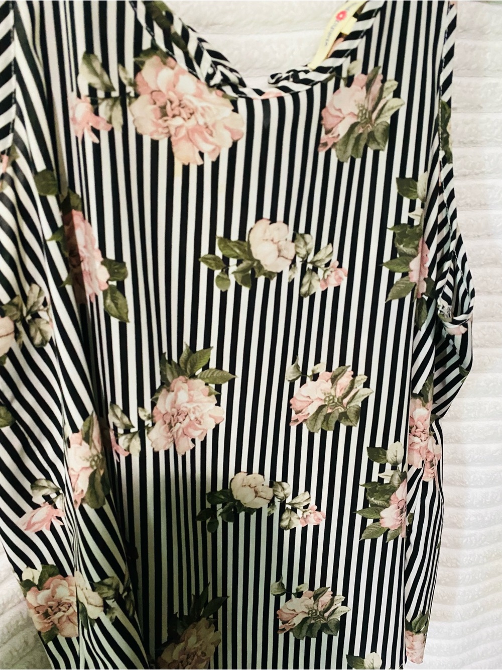 Wishful Park Black & White Striped Camisole with Pink Floral Print - Picture 2 of 6